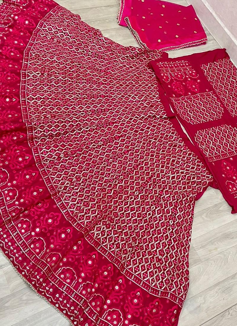 Rani Pink Color Georgette Material Sequins Work Lehenga Choli Fake Cheap Online