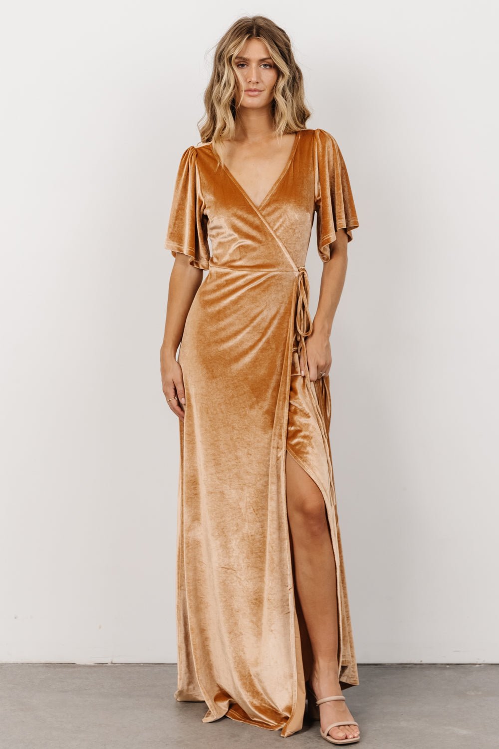 Meghan Velvet Wrap Maxi Dress | Golden Hour Browse For Sale