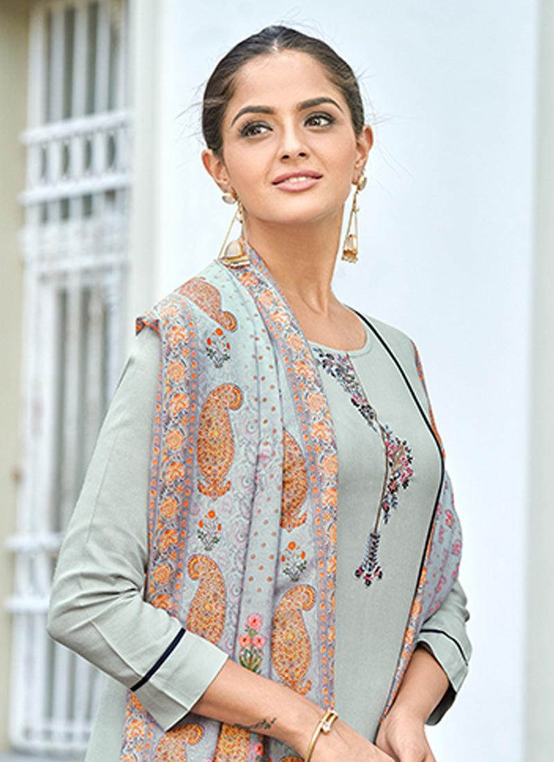 Bell Sleeves Off-White Kurti With Heavy Dupatta Best