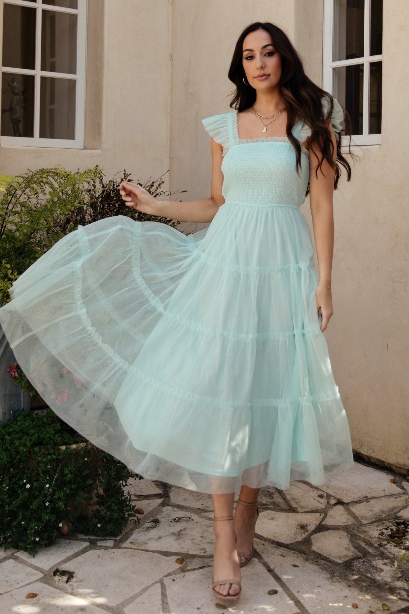 Mindi Tulle Midi Dress | Sea Blue Sale Latest