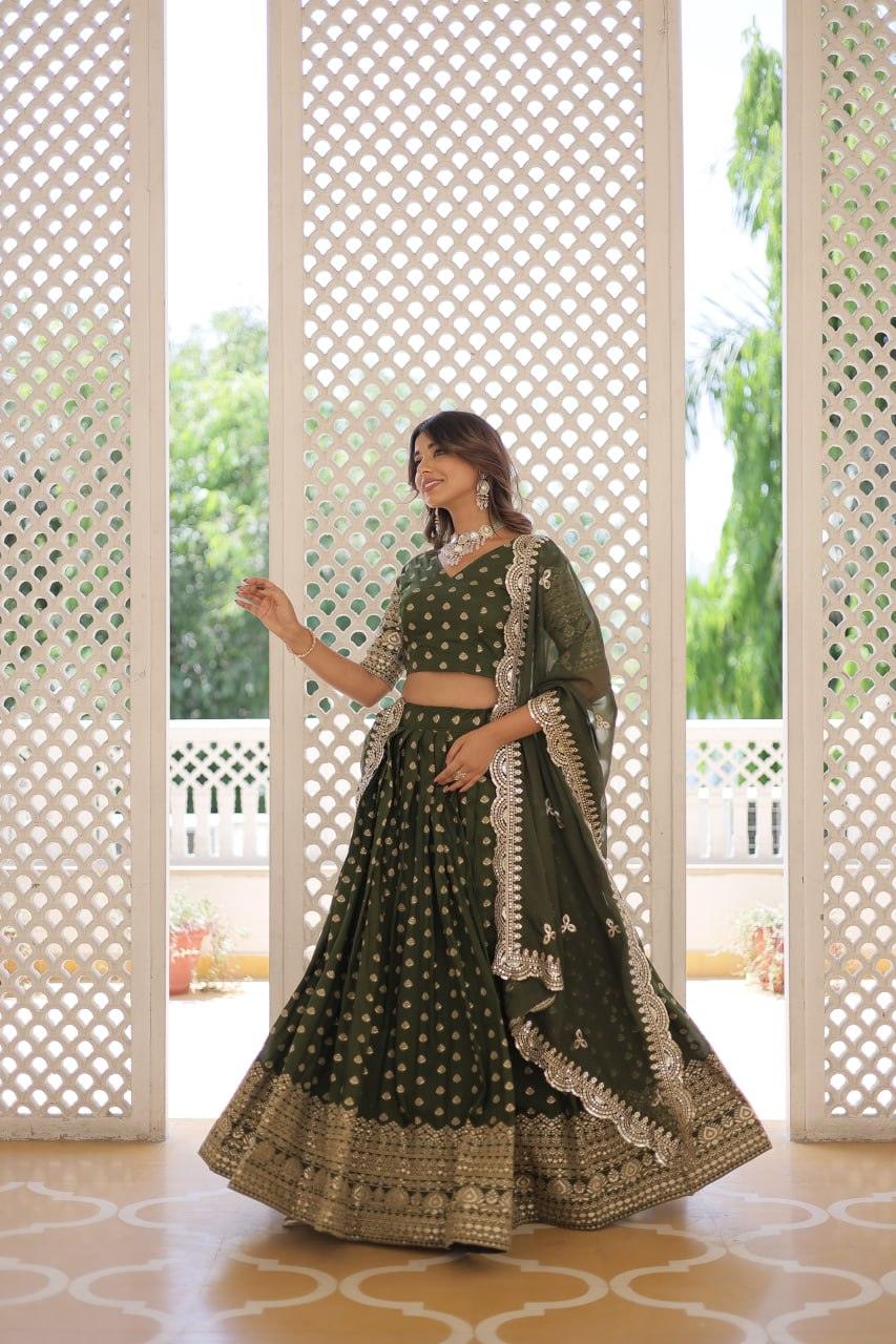 Pure Dyable Viscous Jacquard Double Zari Worked Lehenga Choli Clearance Genuine