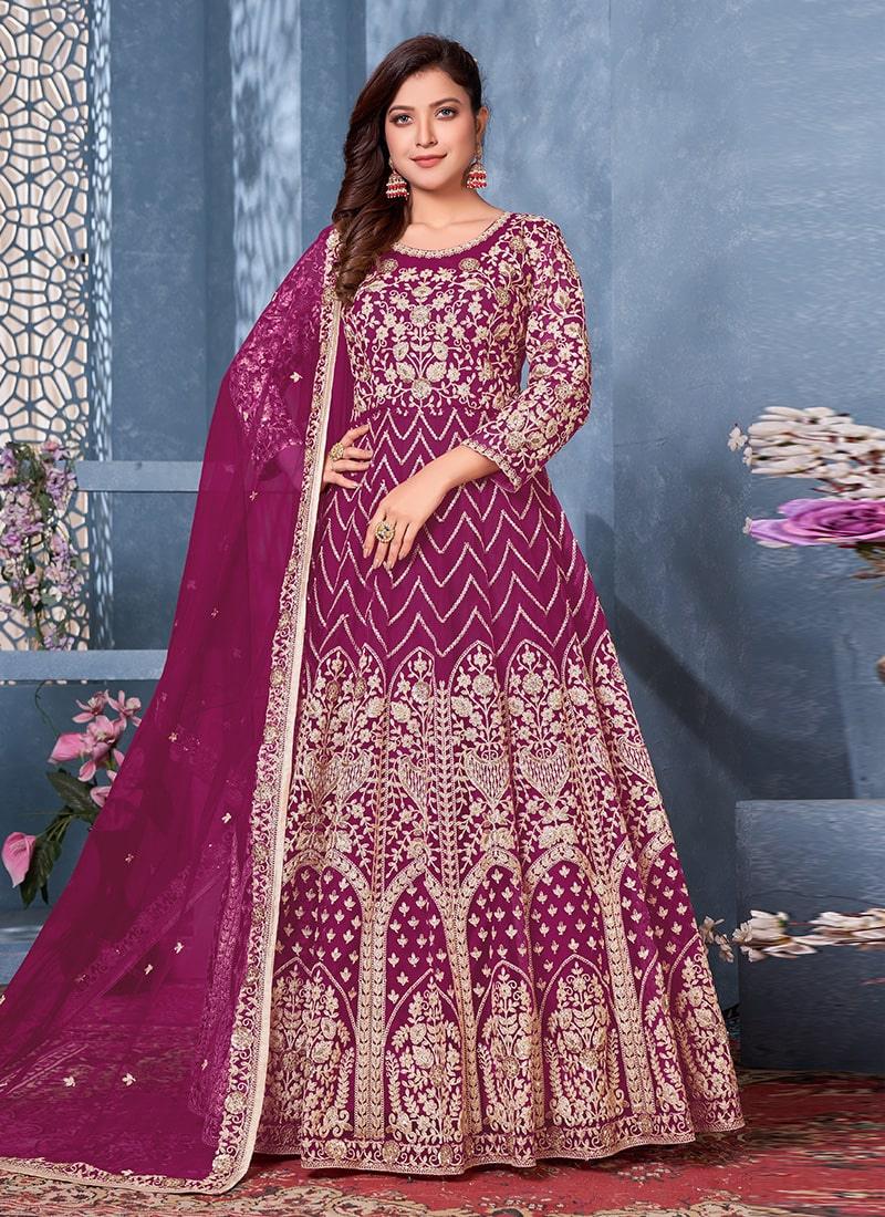 Rani Pink Color Soft Net Base Gown With Dori Work Buy Cheap 2025