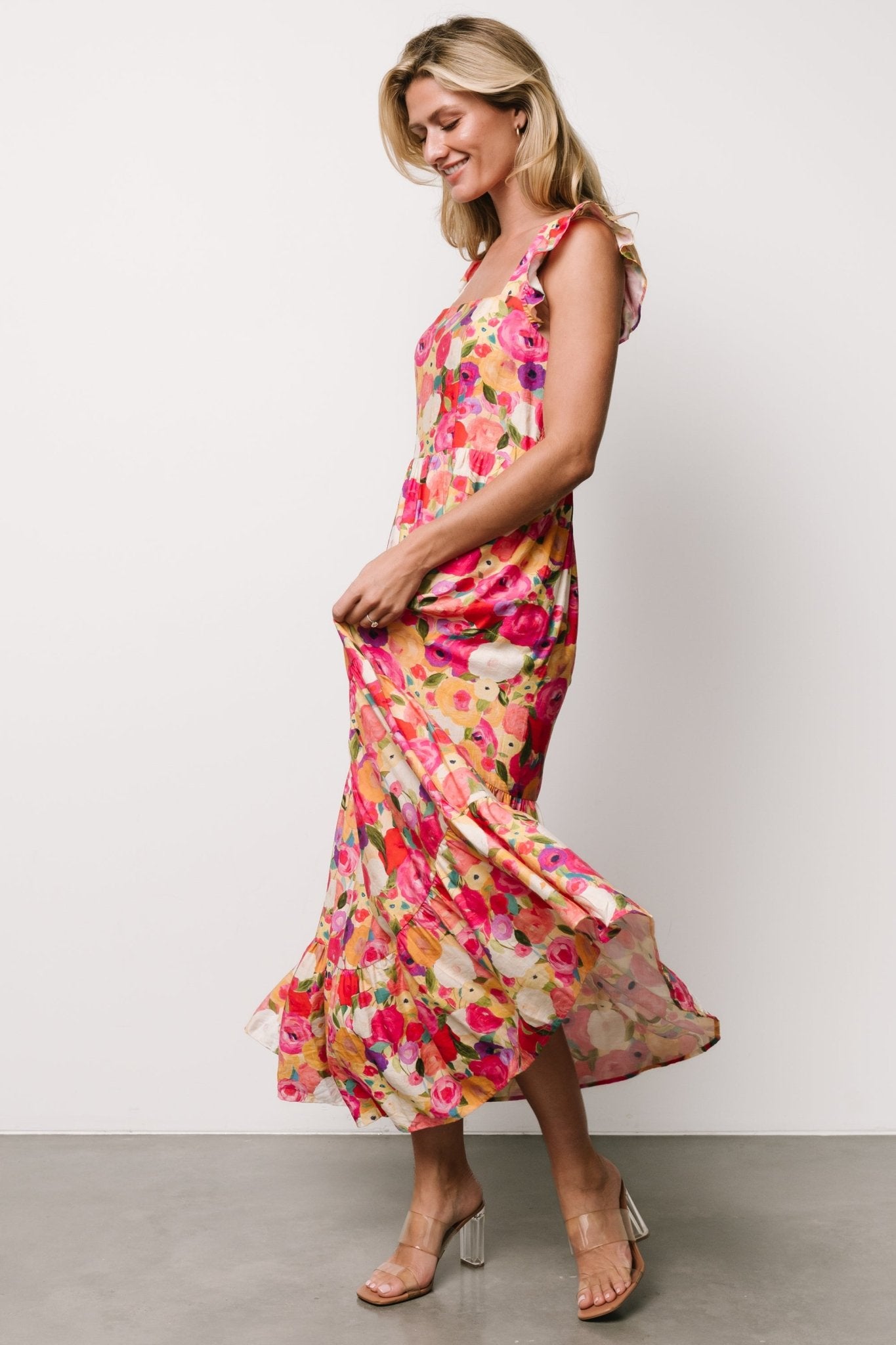 Ayla Tiered Maxi Dress | Pink Multi Floral Cheap Online Online