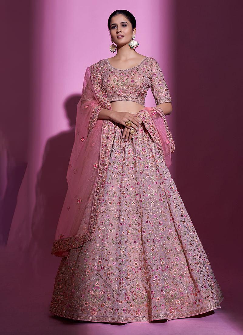 Embroidered Mauve Pink Heavy Lehenga Free Shipping Pick A Best