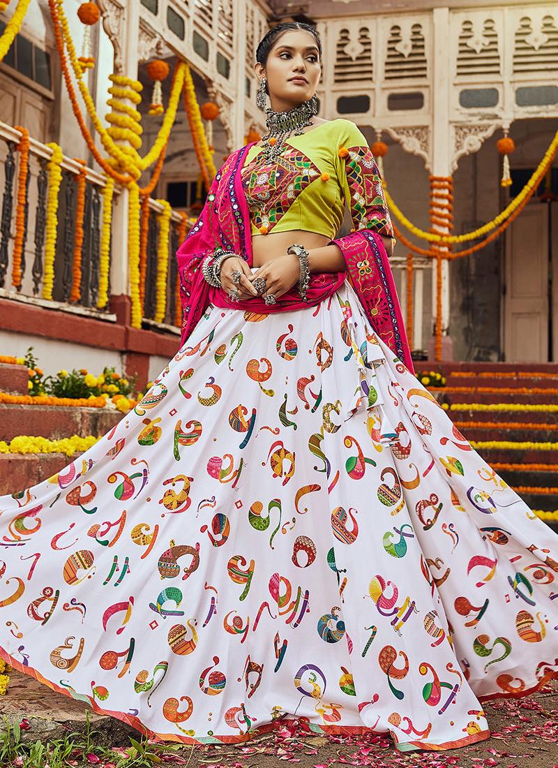 Digital Print White Navratri Ghagra Choli Best Place For Sale