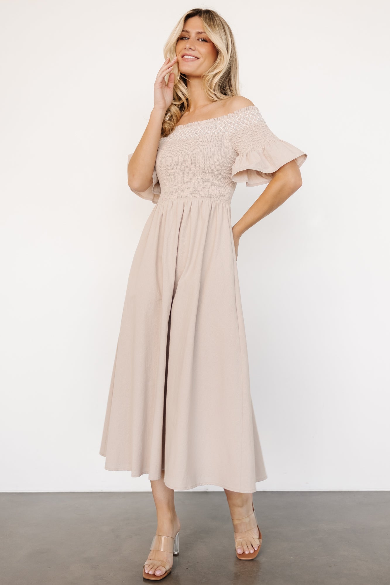 Jodi Off Shoulder Dress | Natural Comfortable Online