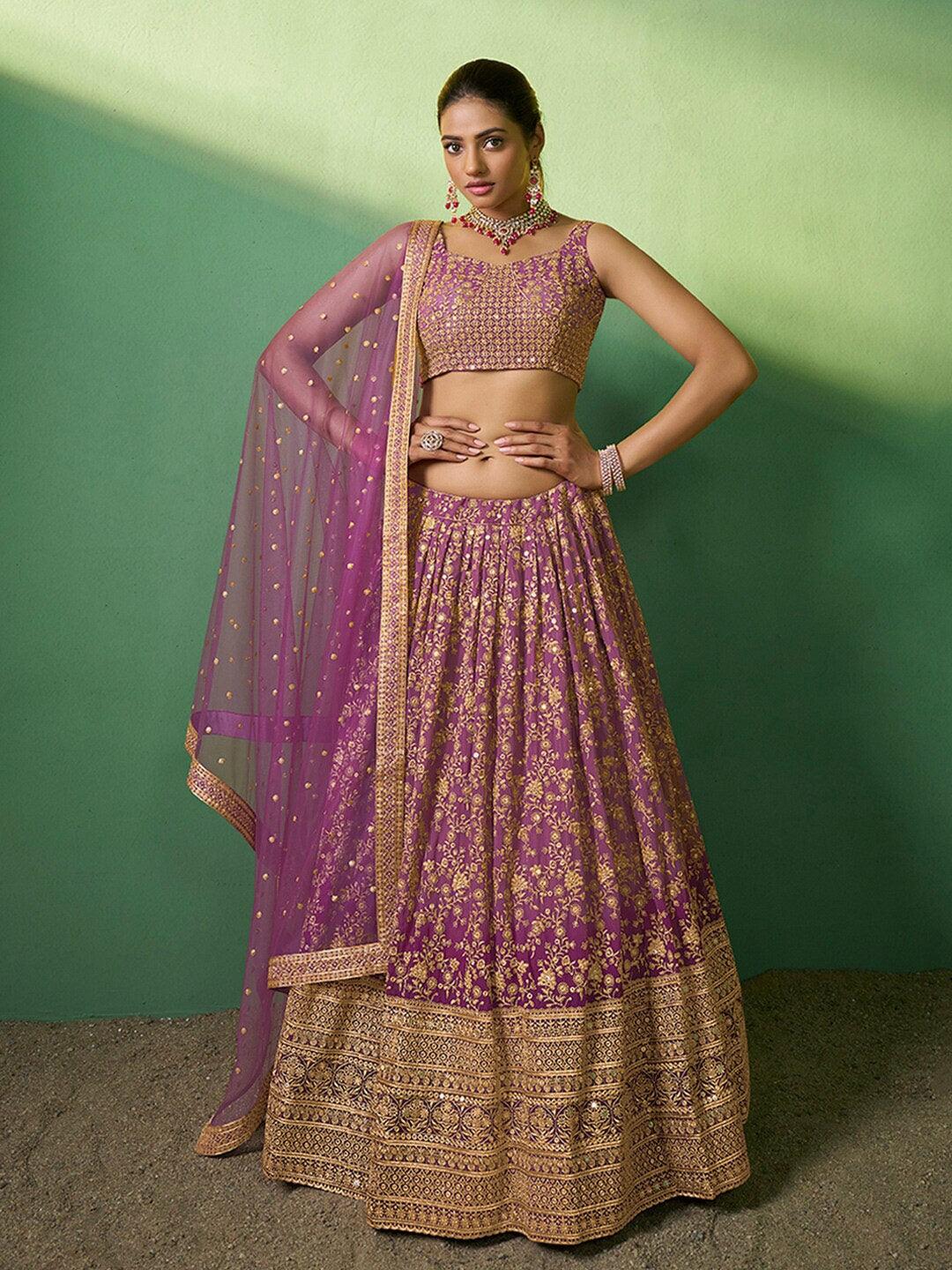 Lavender Georgette Embroidered Floral Lehenga Choli Buy Cheap Pre Order