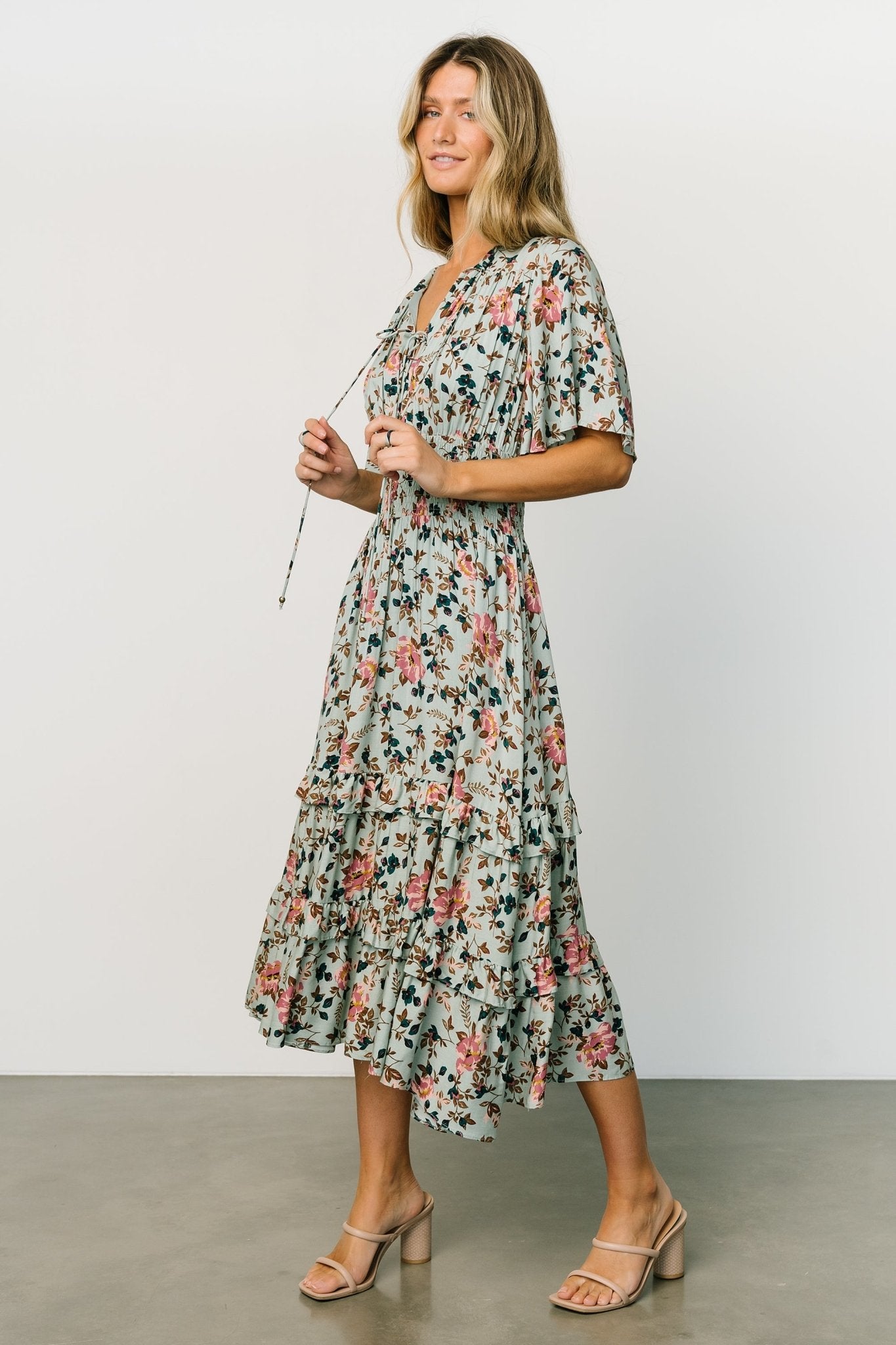 Spell Boho Midi Dress | Sage + Pink Floral Nicekicks Cheap Online