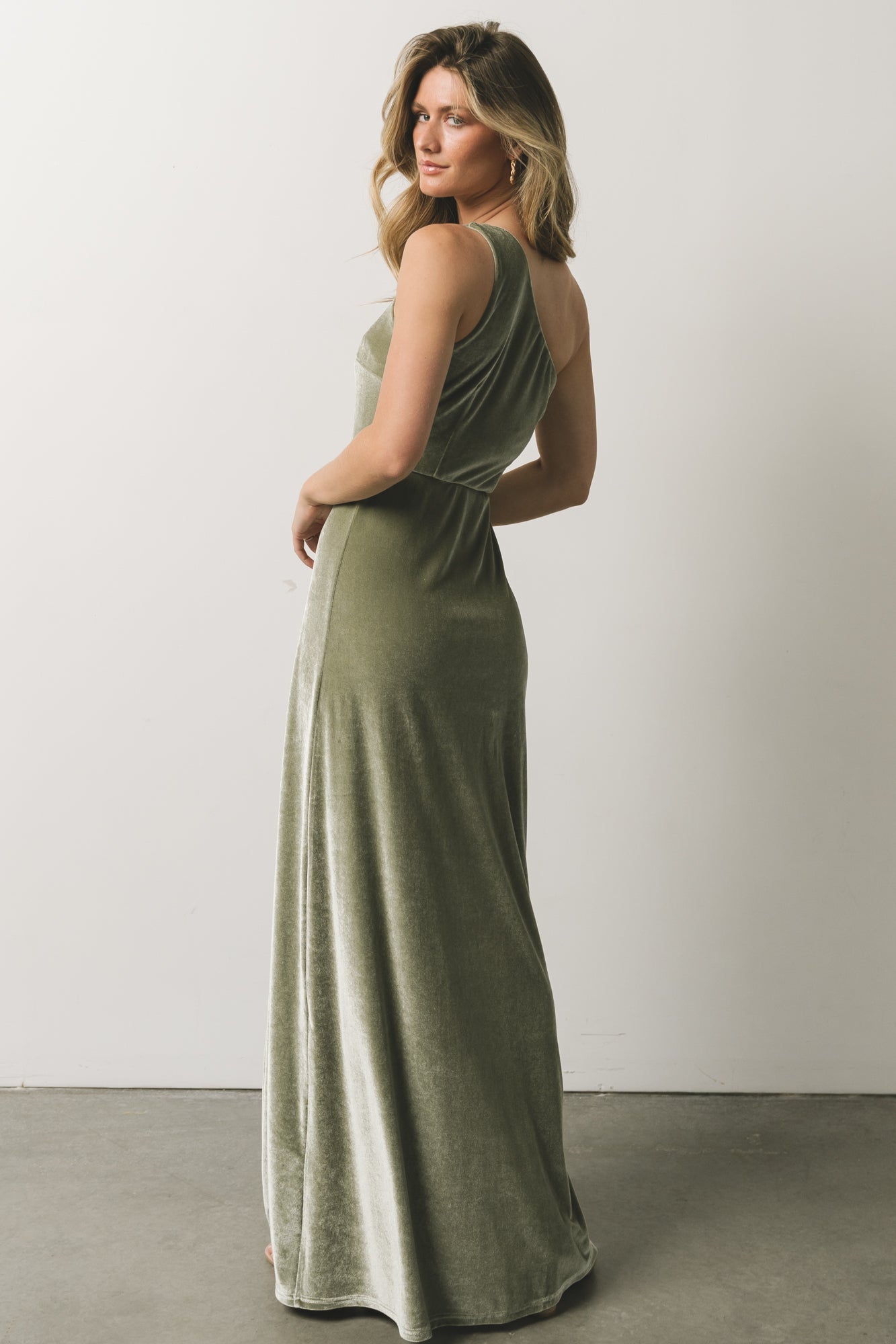 Tatiana Velvet One Shoulder Maxi Dress | Sage Cheap Sale 2025