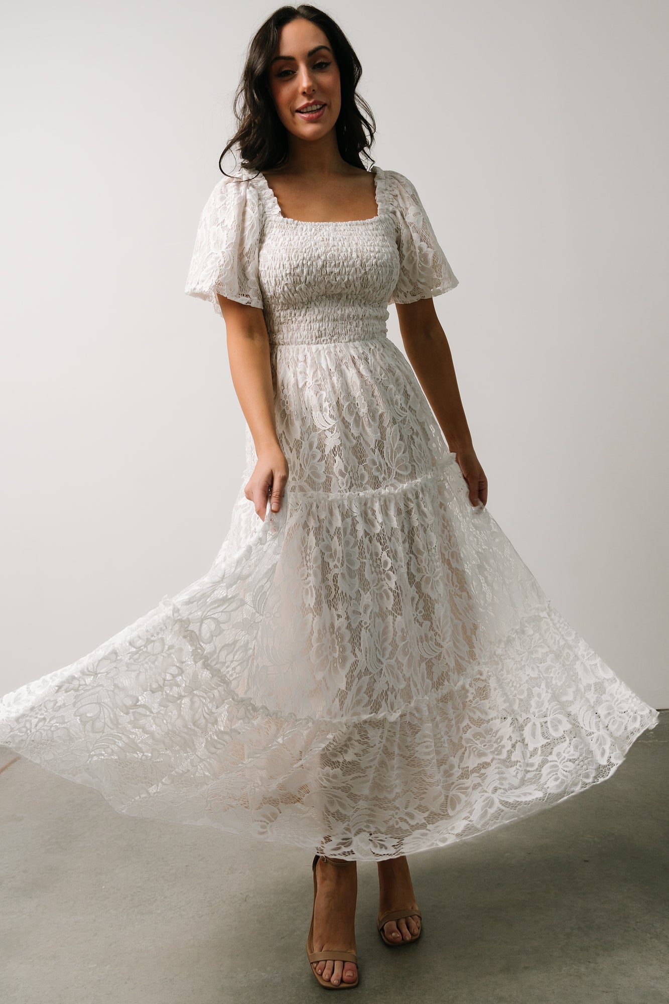 Aspen Smocked Lace Maxi Dress | Off White Comfortable Cheap Online