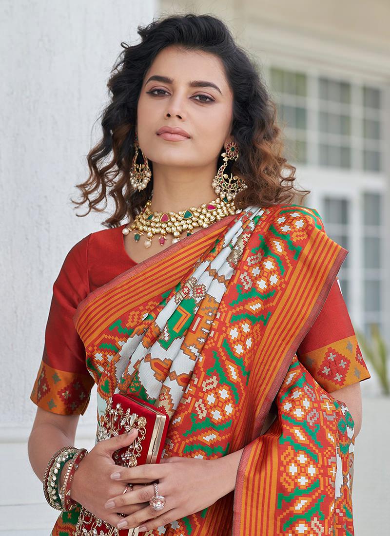 Multi-Color Weaving Patola Silk Saree Clearance Manchester Great Sale