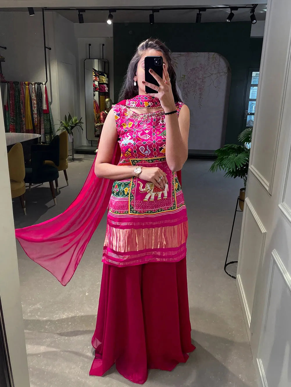 Elegant Designer Pink Printed Hand Worked Palazzo Suit Low Cost Sale Online