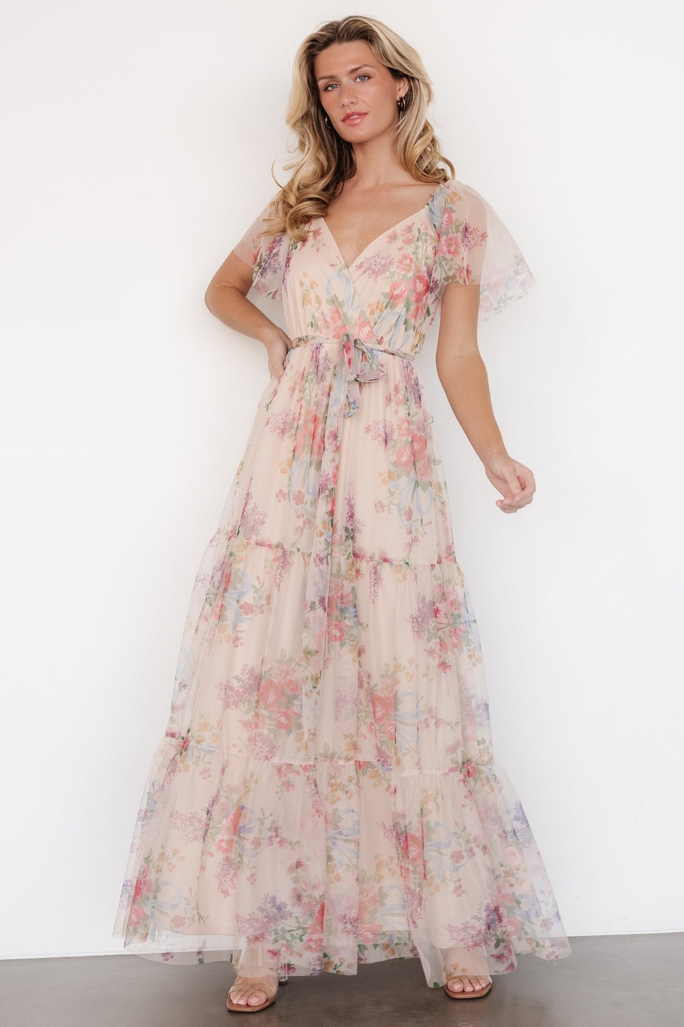 Nicola Tulle Maxi Dress | Romantic Floral Free Shipping For Sale