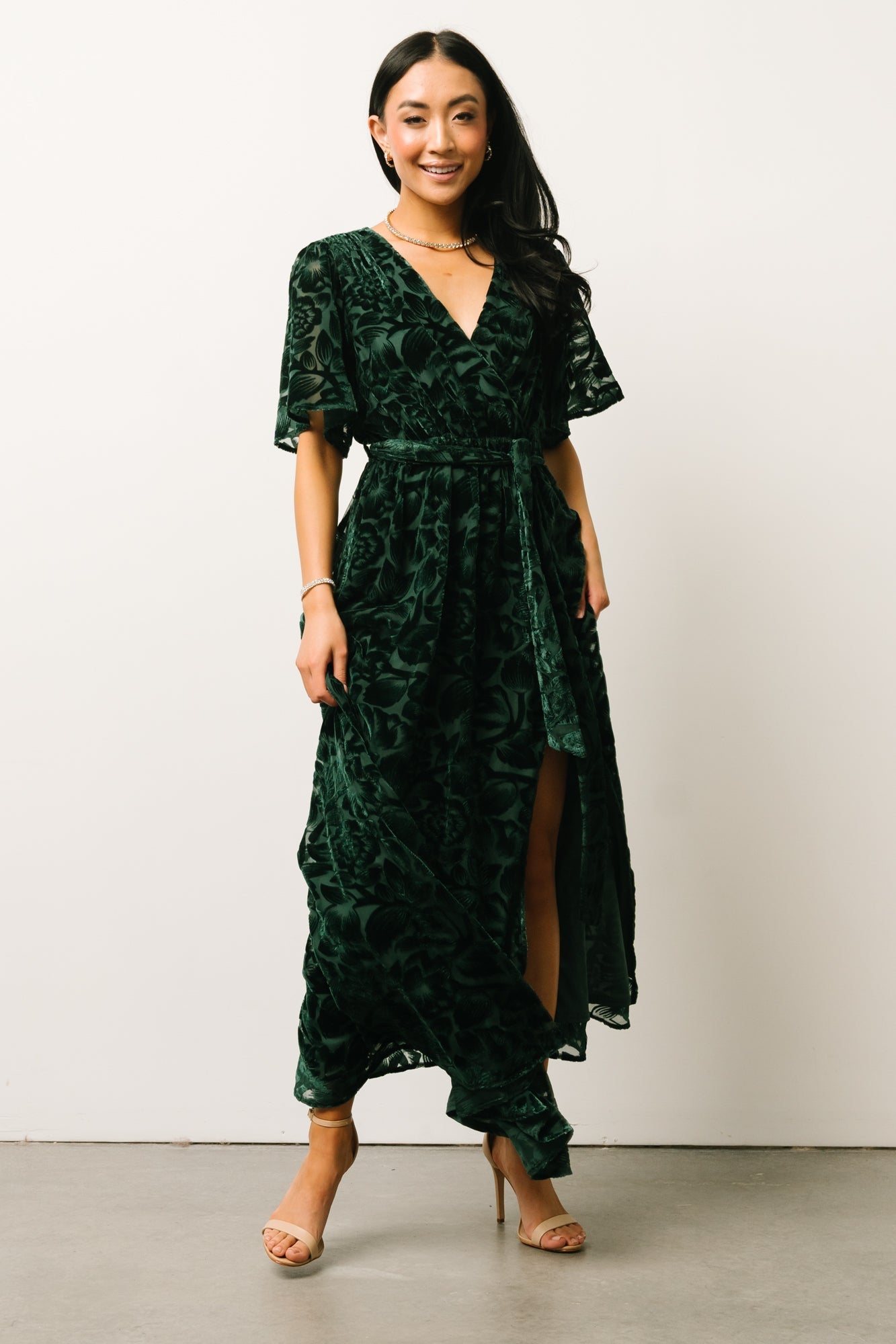 Uma Velvet Maxi Dress | Dark Green Best Seller