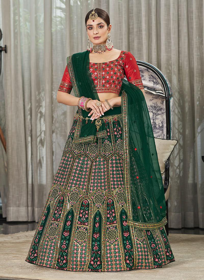 Green Wedding Chaniya With Sequins Work Pay With Paypal Cheap Pice