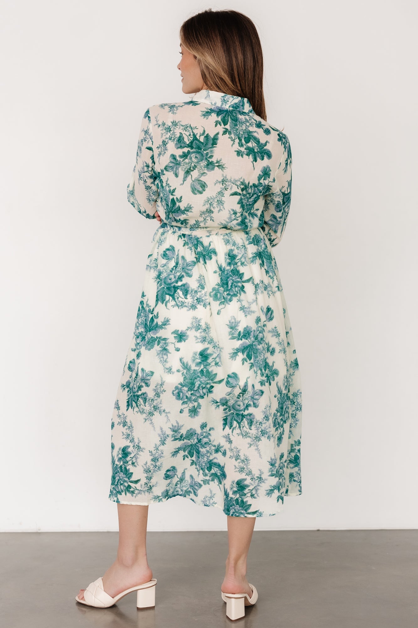 Eunice Button Midi Dress | Cream + Green Floral Free Shipping Discounts