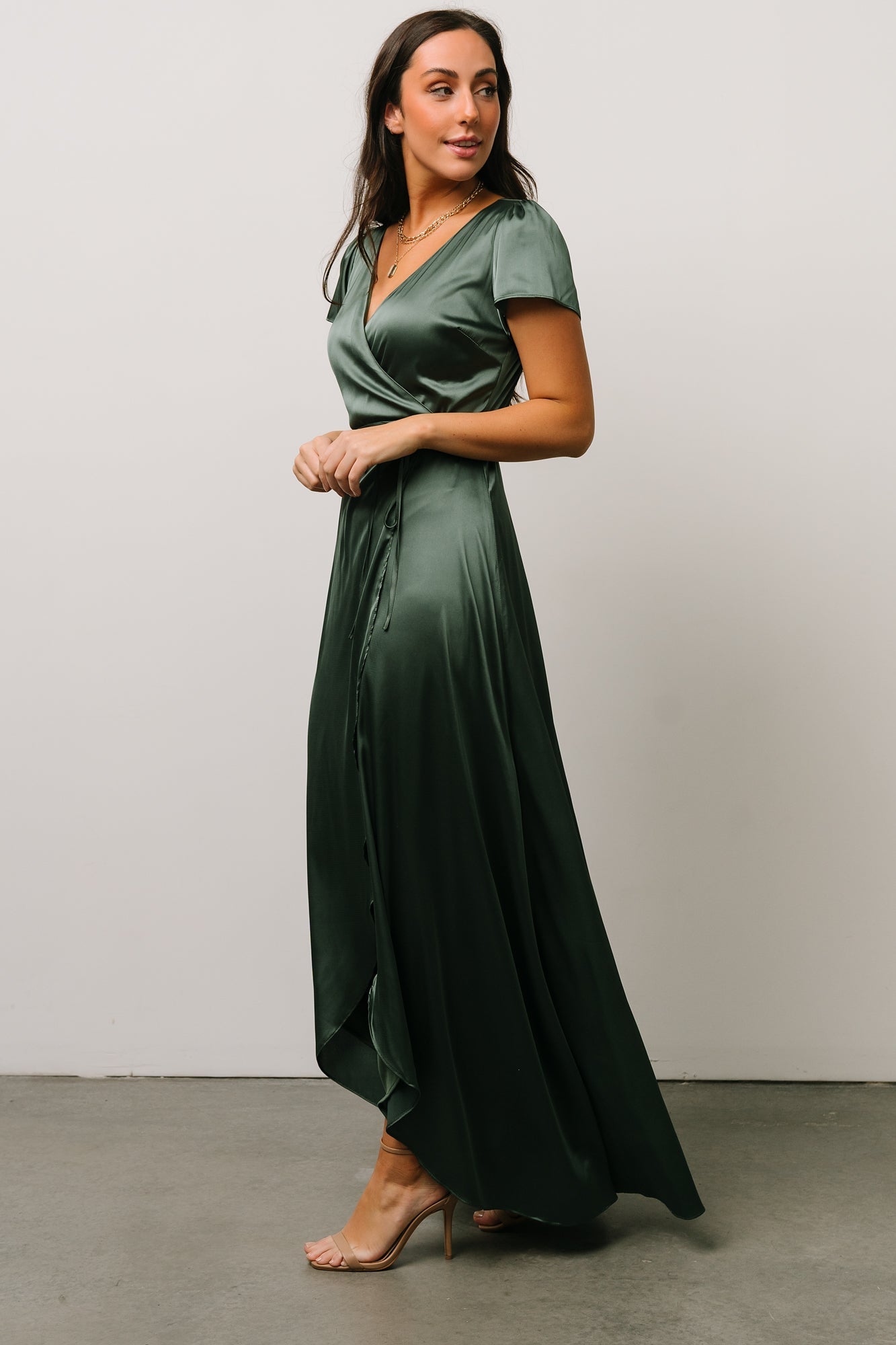 Krystal Satin Wrap Gown | Winter Green Outlet 2025 Newest