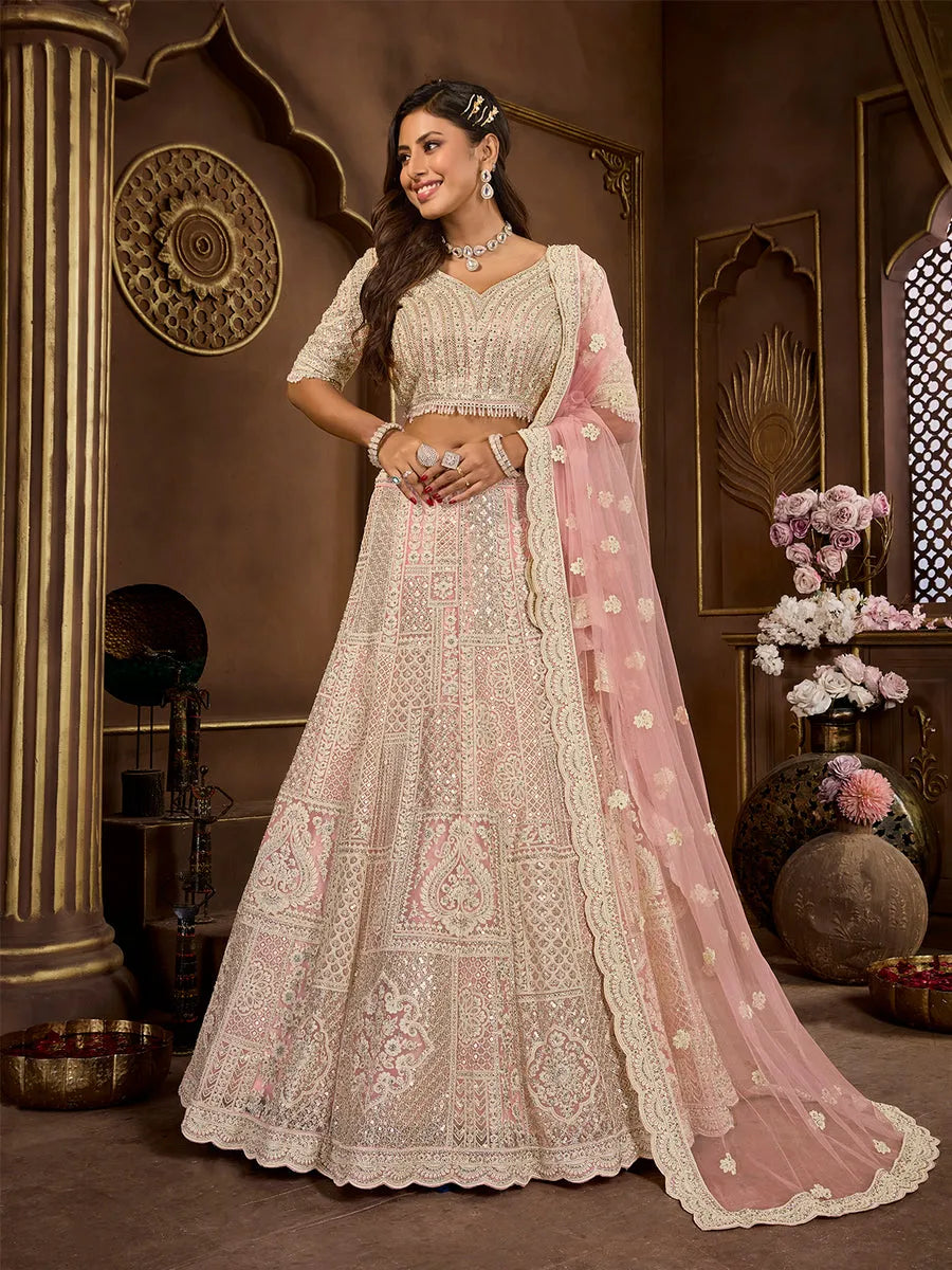 Enchanting Peach Premium Bridal Wear Lehenga Choli 100% Authentic For Sale