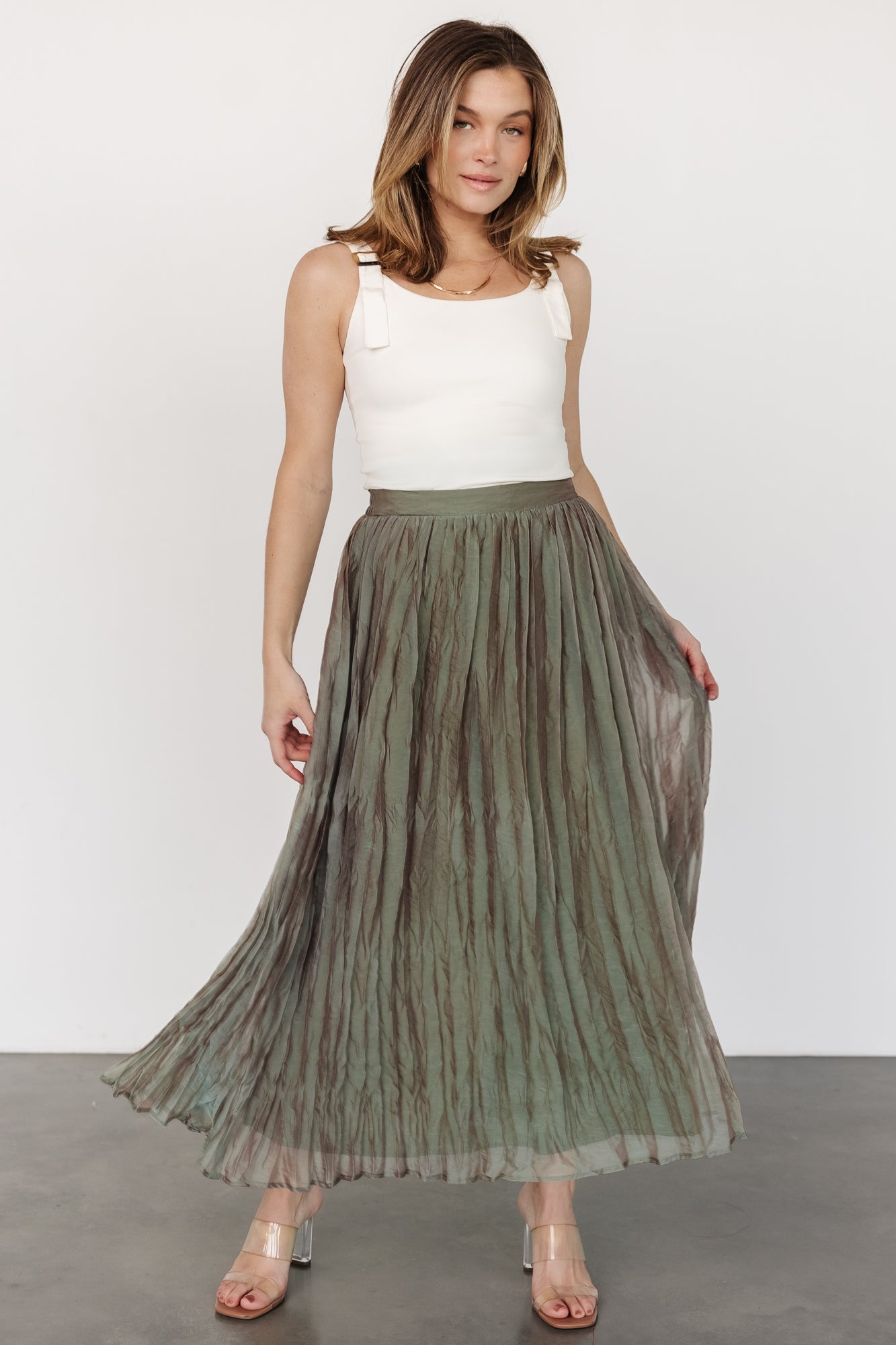 Cyra Midi Skirt | Sage Under 70 Dollars