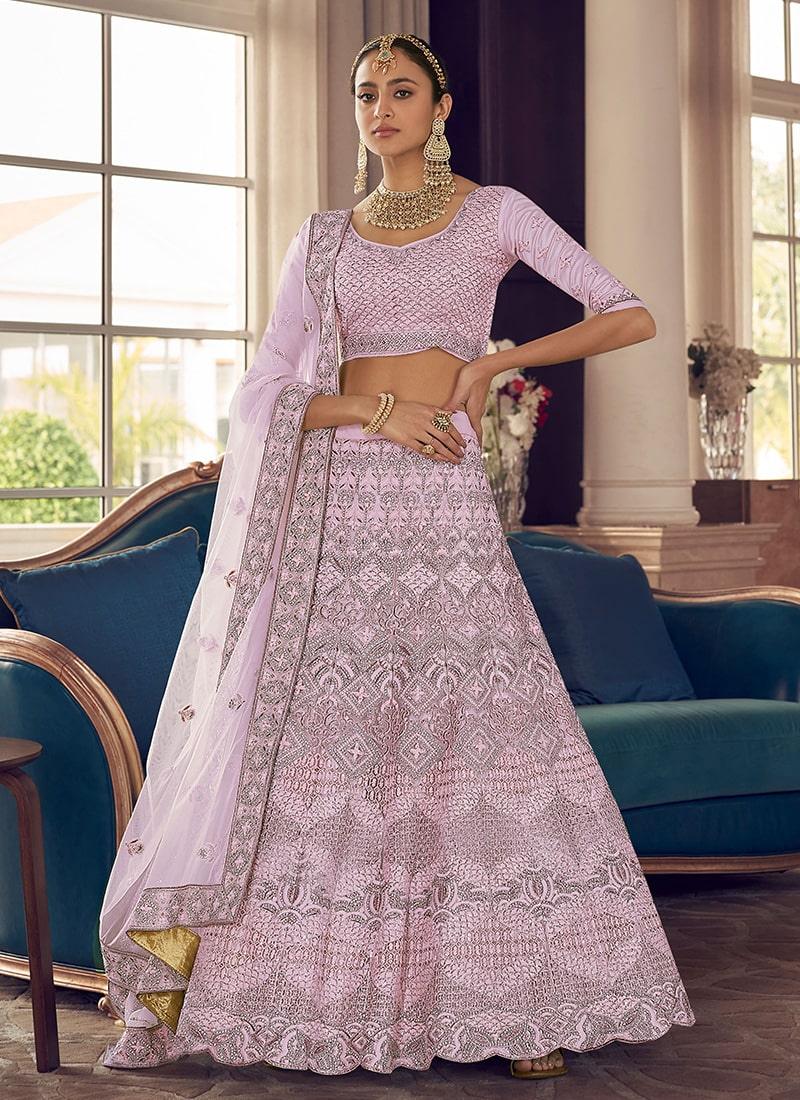 Heavy Thread And Zarkan Work Pink Color Bridesmaid Lehenga Choli Buy Cheap Reliable