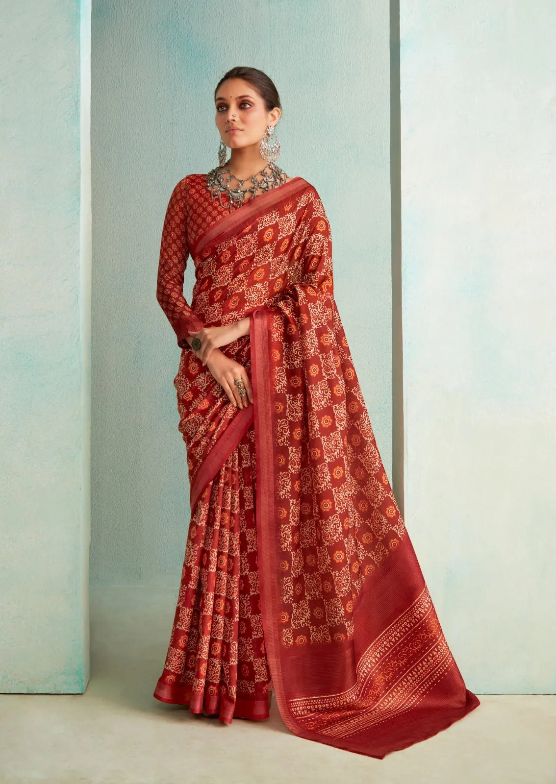 Stunning Red Handloom Silk Weave Traditional Saree Cheap