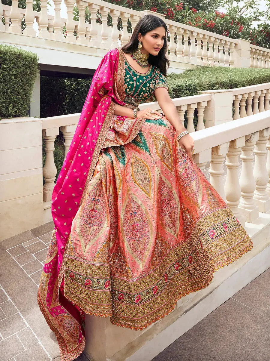 Elegant Multi-Color Embroidered  Silk  Lehenga Choli Set Really Cheap