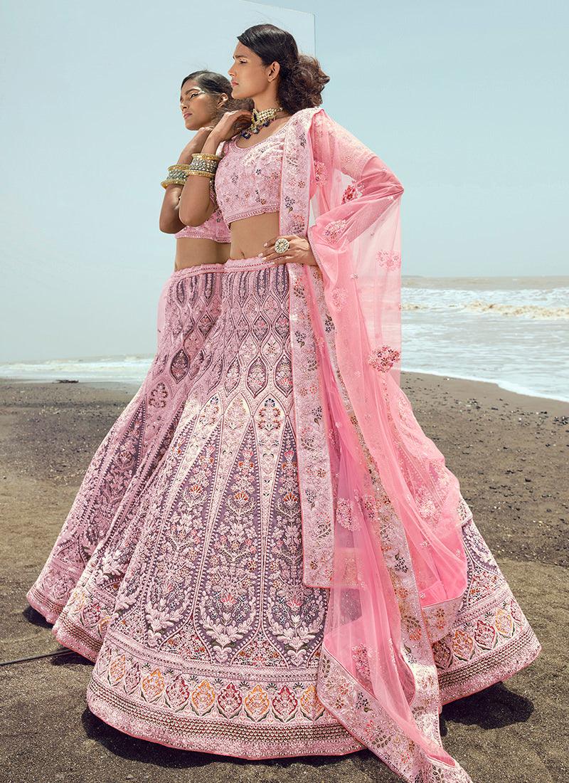 Designer Heavy Work Pink Bridal Lehenga Largest Supplier For Sale