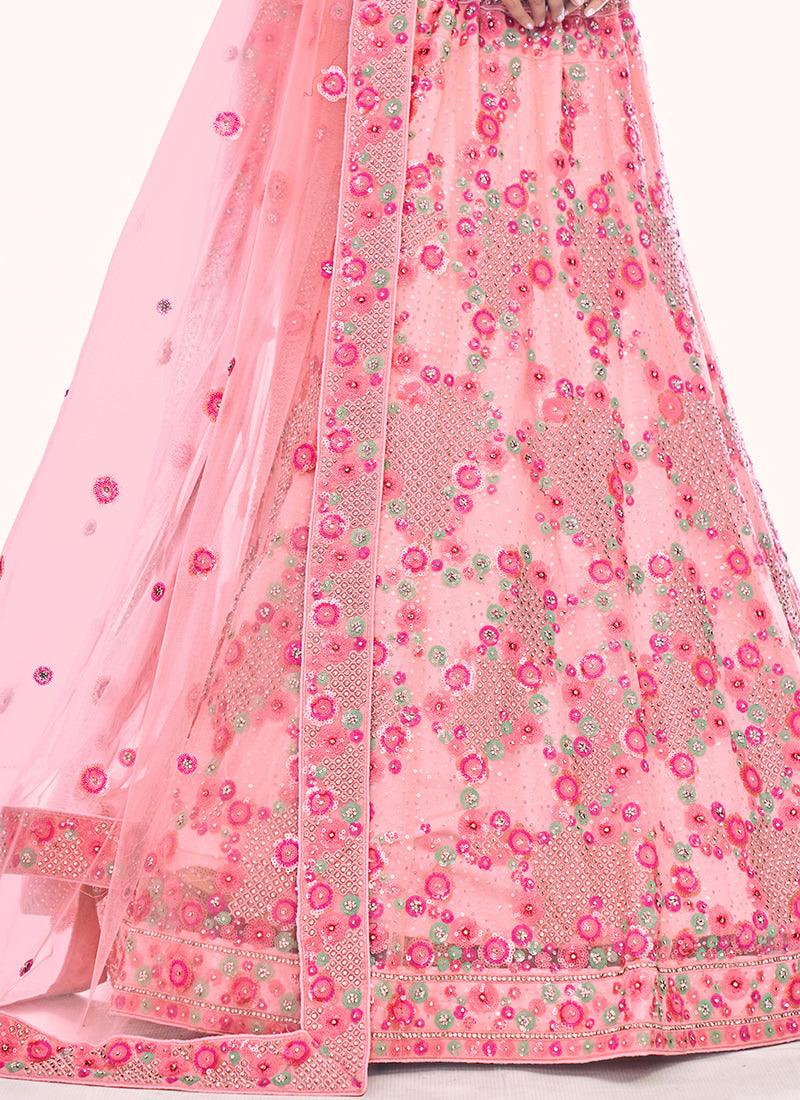 Heavy Embroidered Peach Wedding Lehenga Sast Cheap Pice