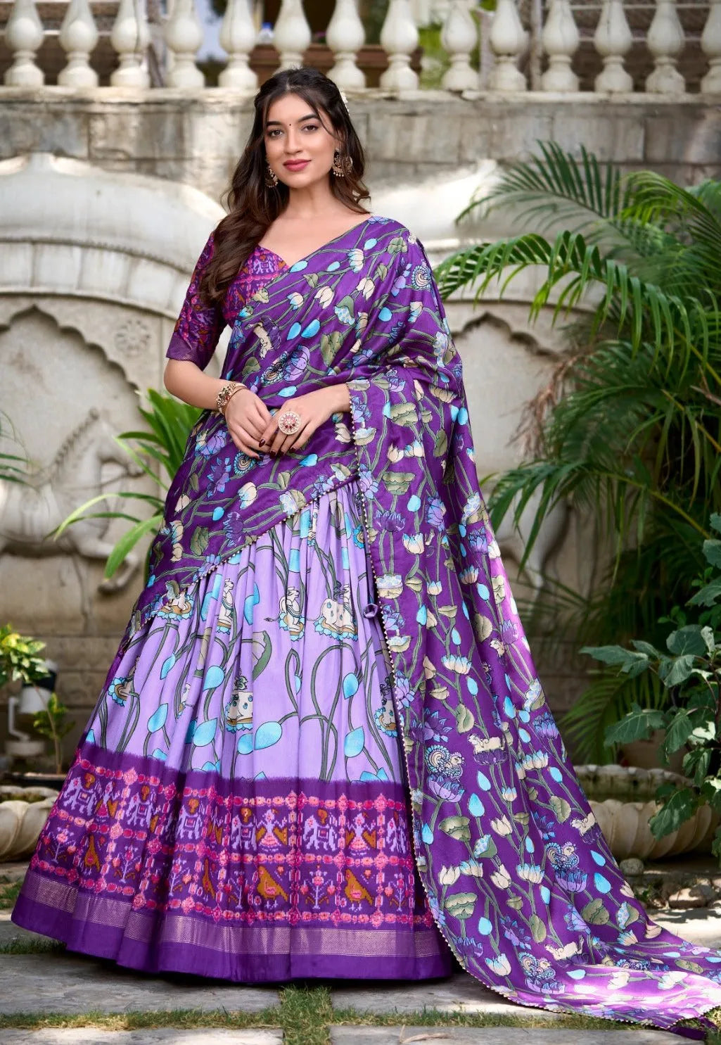 Lovely Lavender Patola Print Zari Weaving Border Work Lehenga Choli Outlet With Paypal Order