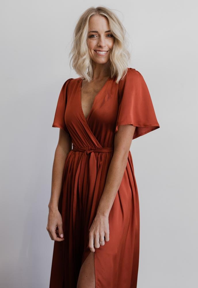 Sicily Satin Maxi Dress | Rust Marketable Sale Online