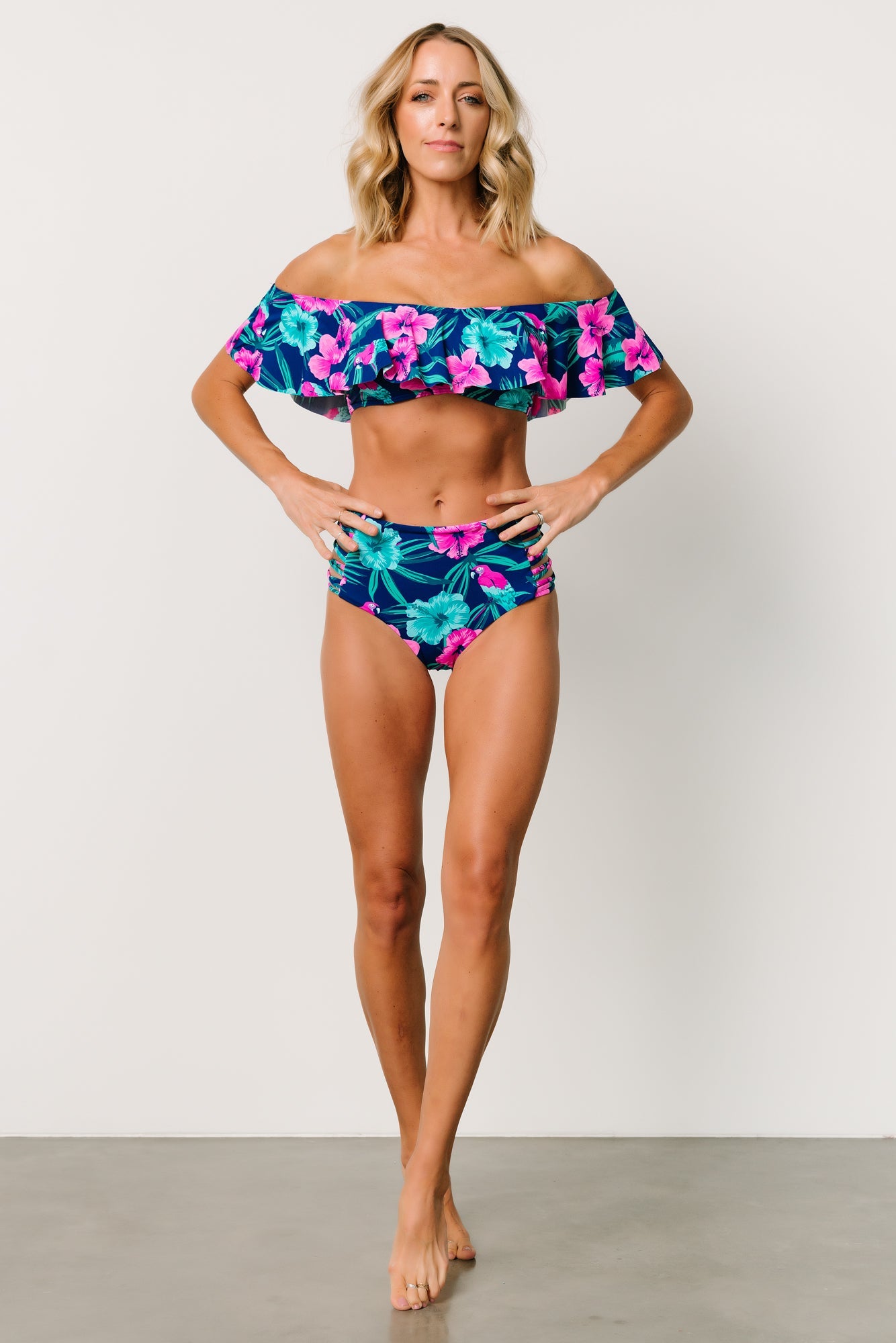 Keke High Waisted Bikini Bottom | Navy Tropical Floral Buy Cheap Excellent