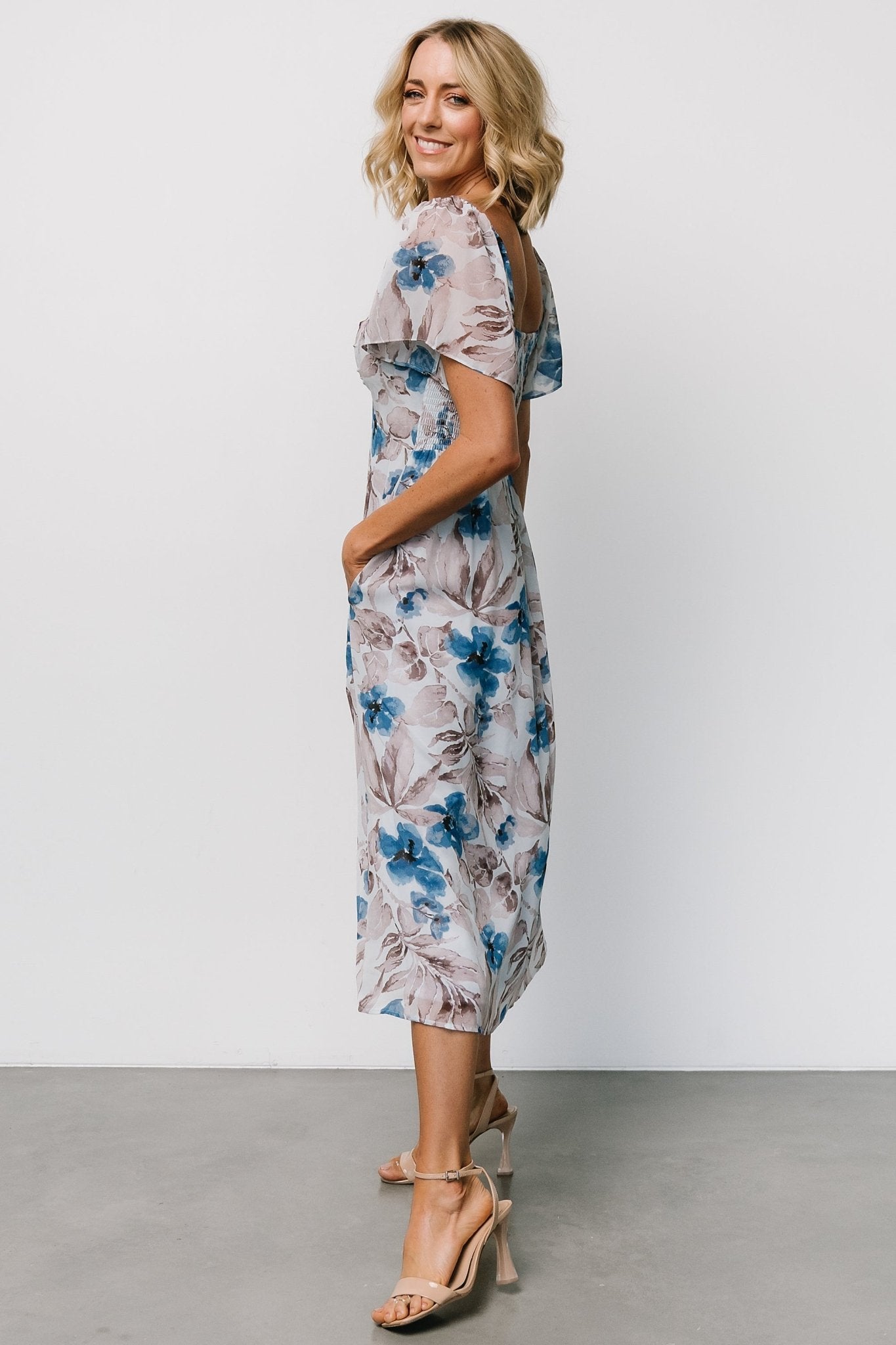 Melinda Midi Dress | Blue Floral Recommend