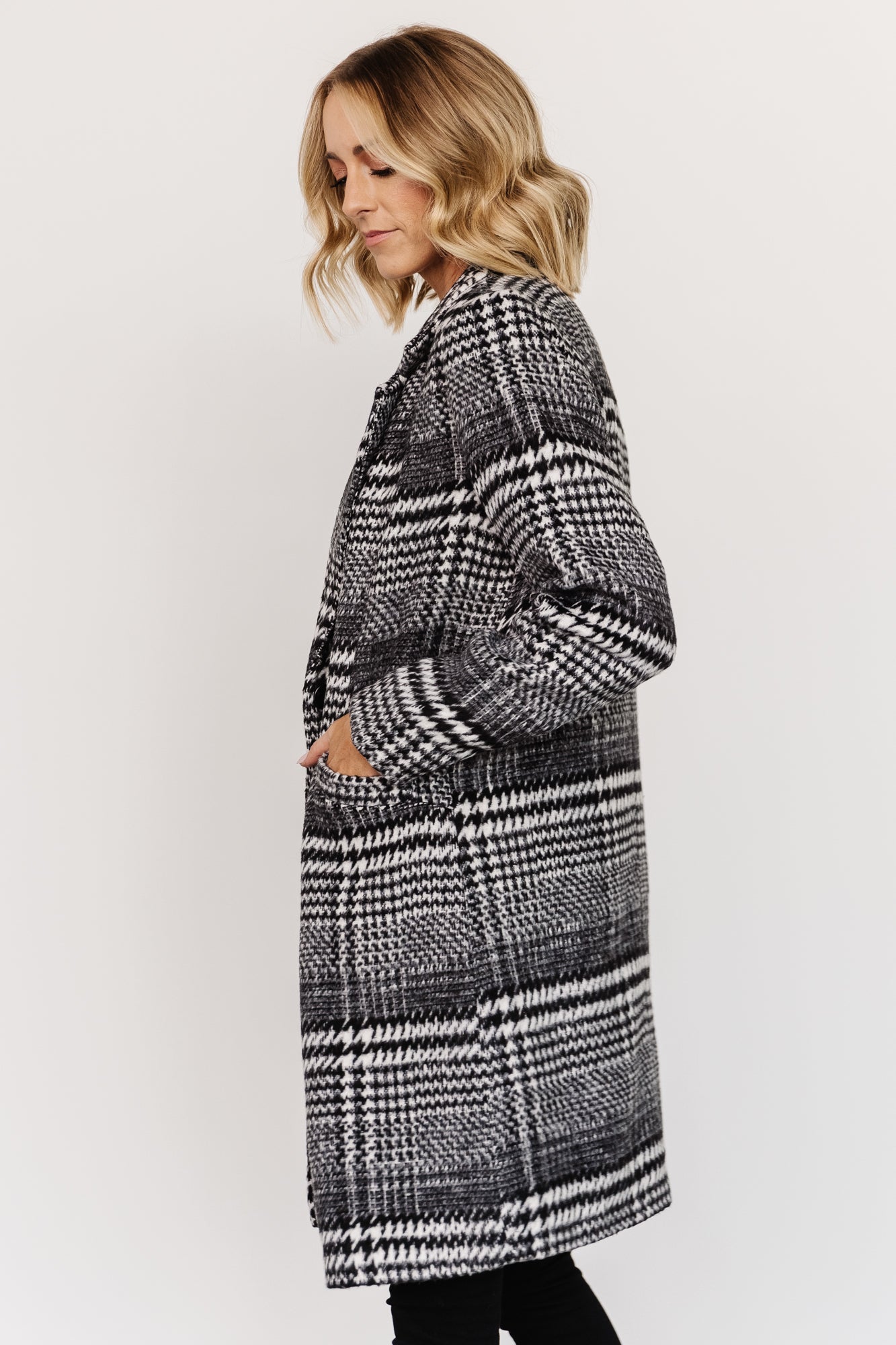 Townley Houndstooth Coat | Black + Off White Manchester