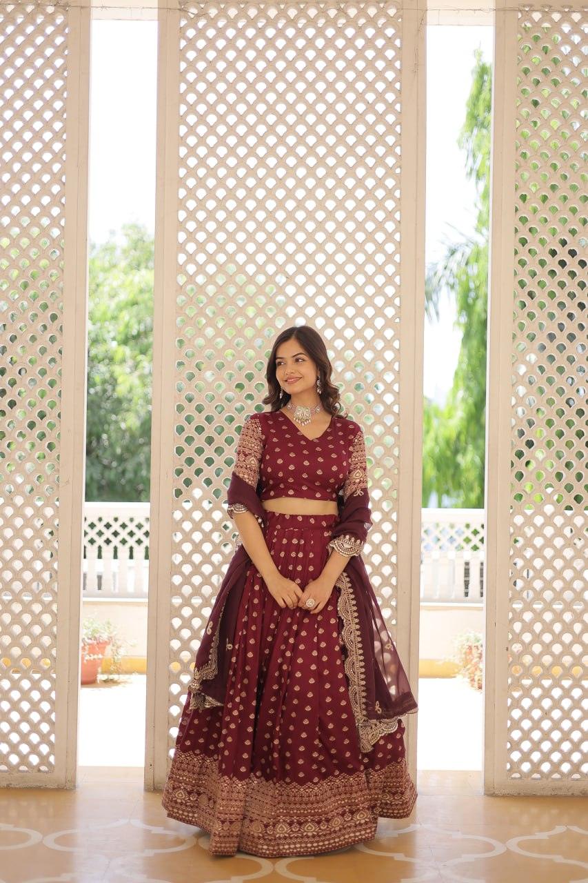 Pure Dyable Viscous Jacquard Double Zari Worked Lehenga Choli Clearance Genuine