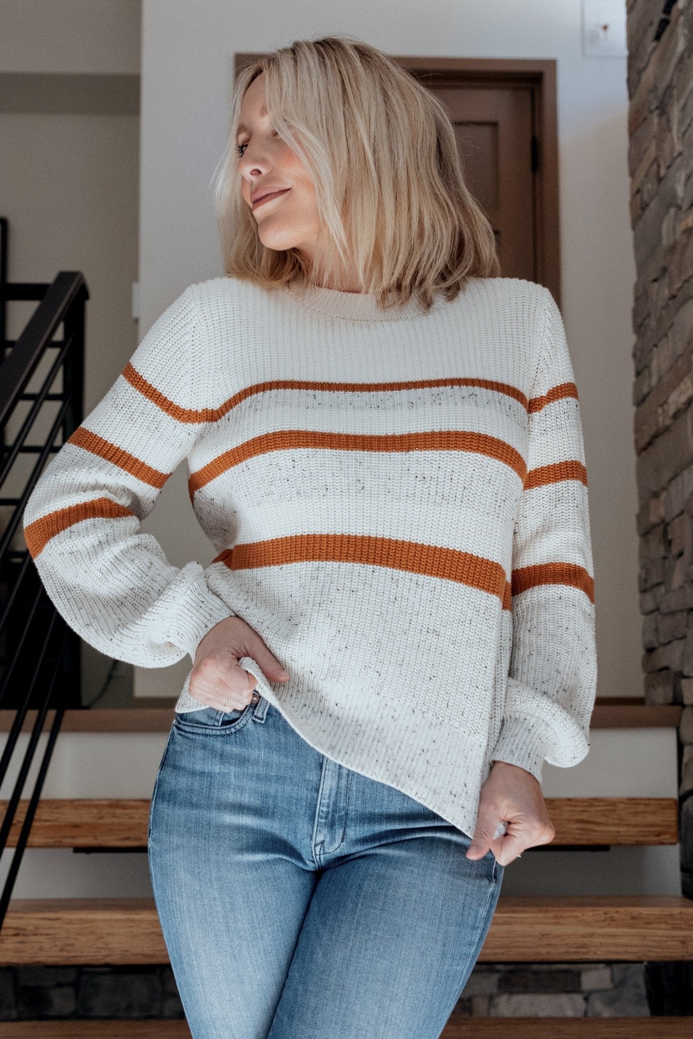 Peyton Striped Sweater | Cream + Camel For Cheap Sale Online