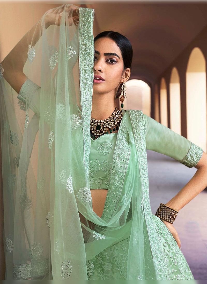 Dreadful Light Green Color Soft Net Base With Sequins Work Lehenga Choli Free Shipping Tumblr