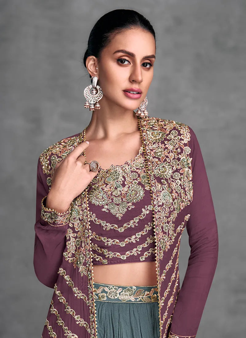 Marvelous And Outstanding Embroidered Jacket Style Lehenga Choli For Cheap Sale Online