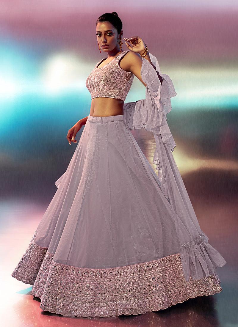 Handwork Blouse With Lavender Pink Lehenga Newest Online