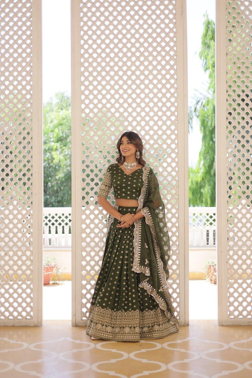 Pure Dyable Viscous Jacquard Double Zari Worked Lehenga Choli Clearance Genuine