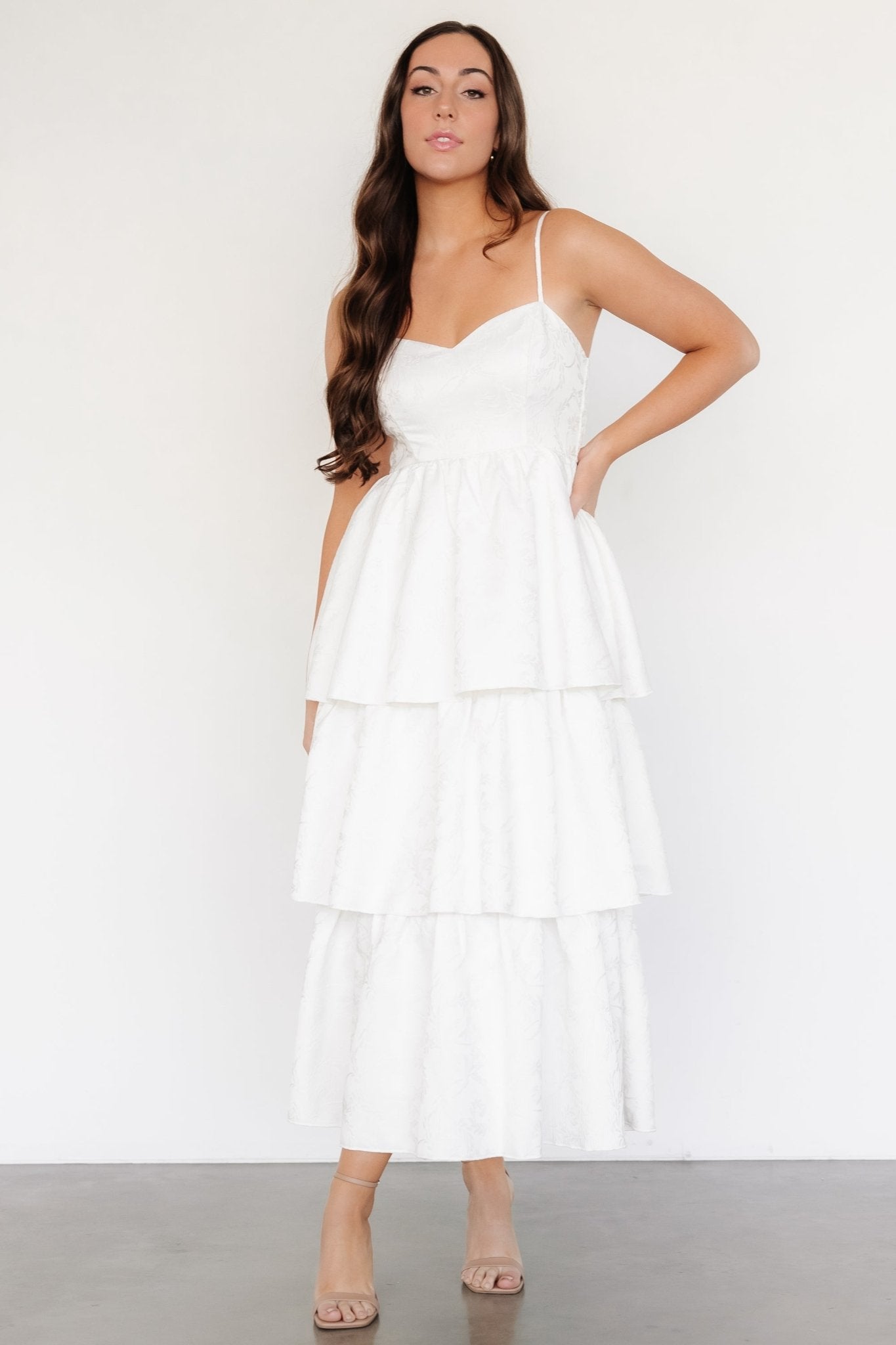 Violetta Embossed Tiered Dress | Off White Cheap Pice From China