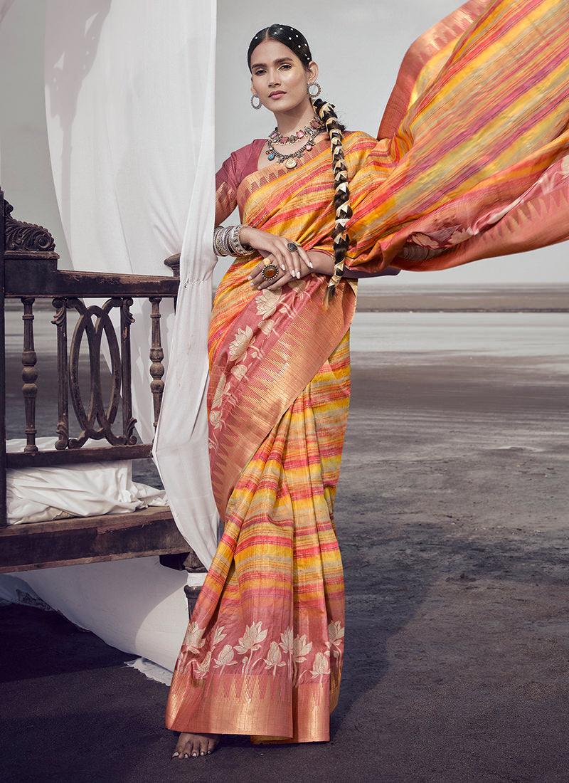 Multi-Color Silk Fabric Printed Saree Cheap Sale 2025 Newest