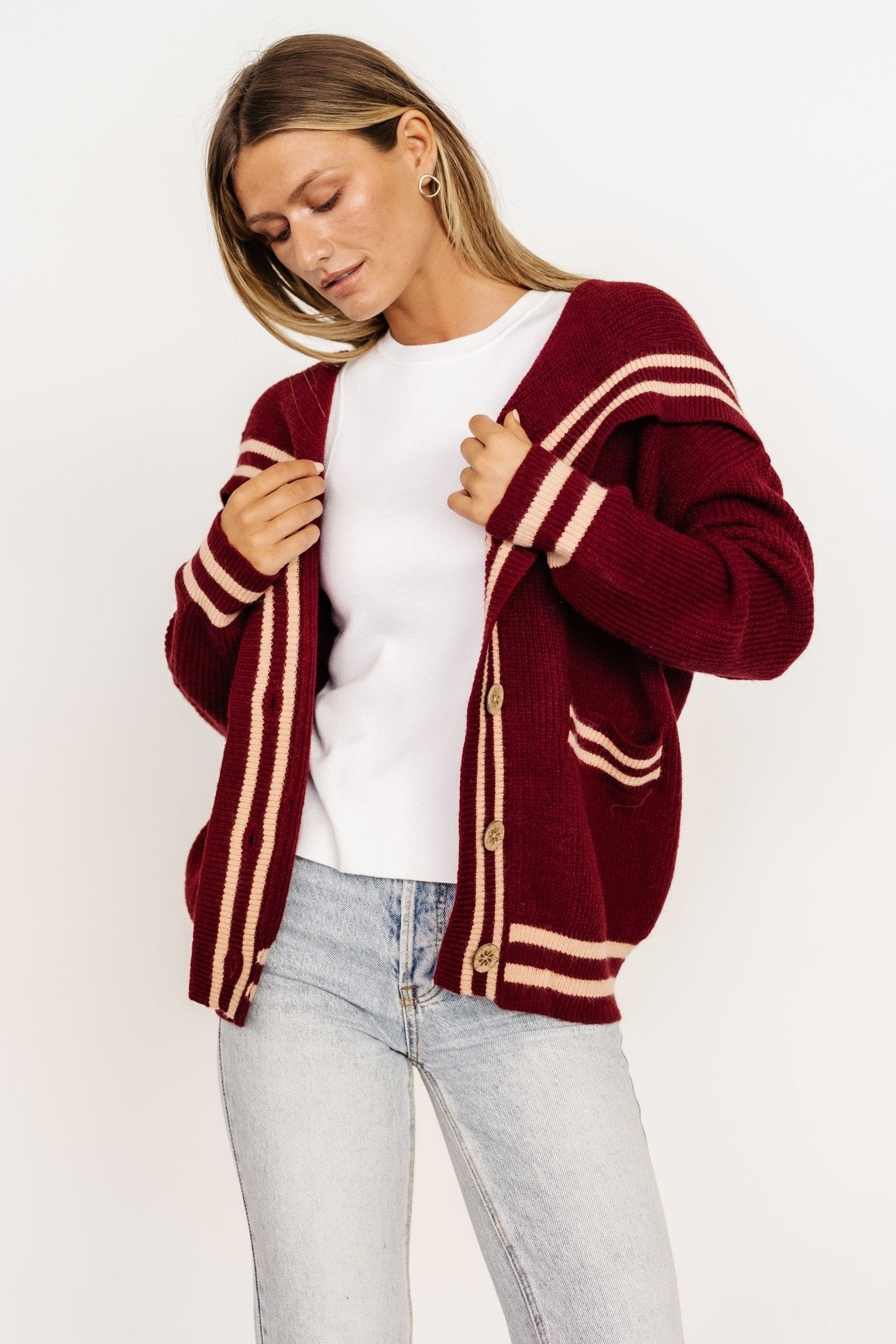 Corbett Knit Cardigan | Burgundy Buy Cheap Clearance Store