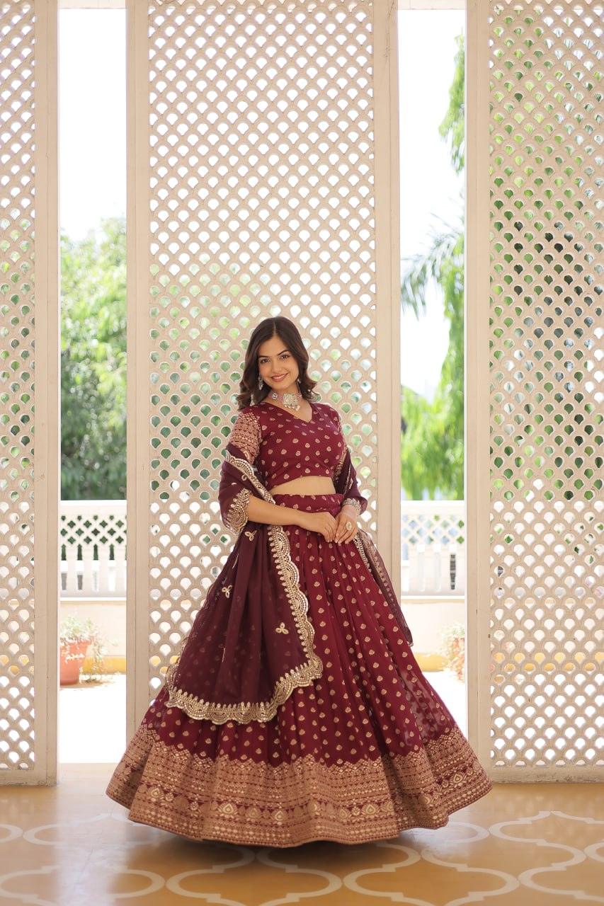 Pure Dyable Viscous Jacquard Double Zari Worked Lehenga Choli Clearance Genuine