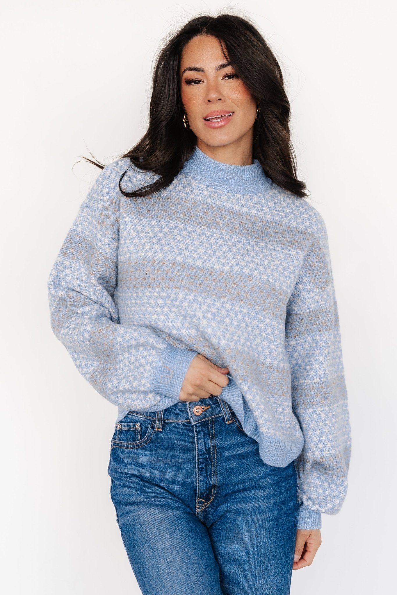 Henry Knit Sweater | Blue + Mocha Discount Big Discount