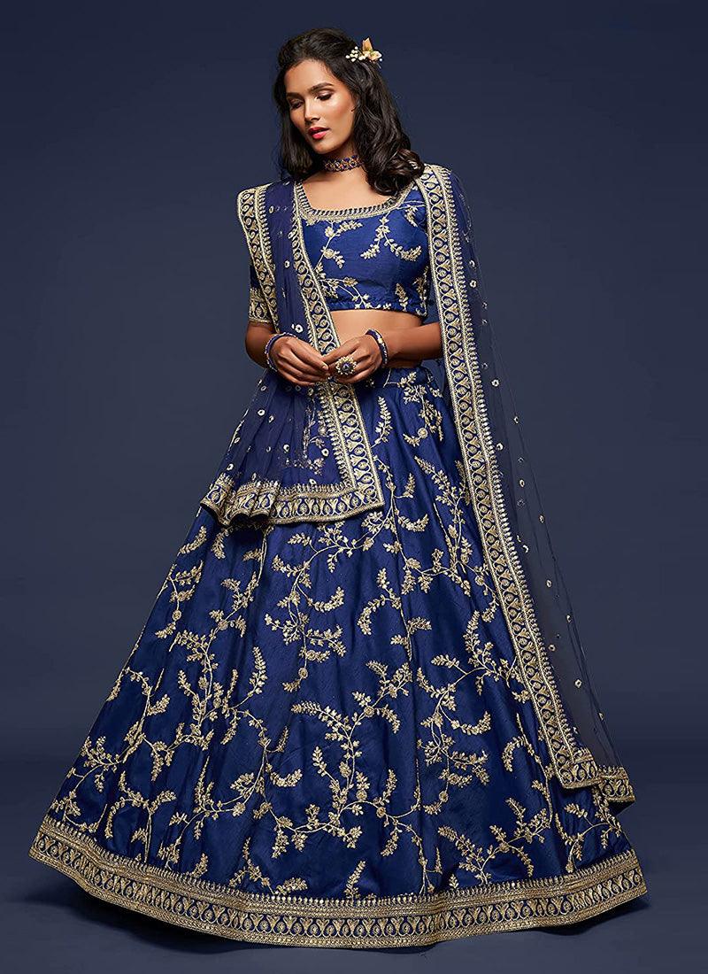 Royal Blue Color Art Silk Fabric Dori Work Lehenga With Net Dupatta Sale 2025 New