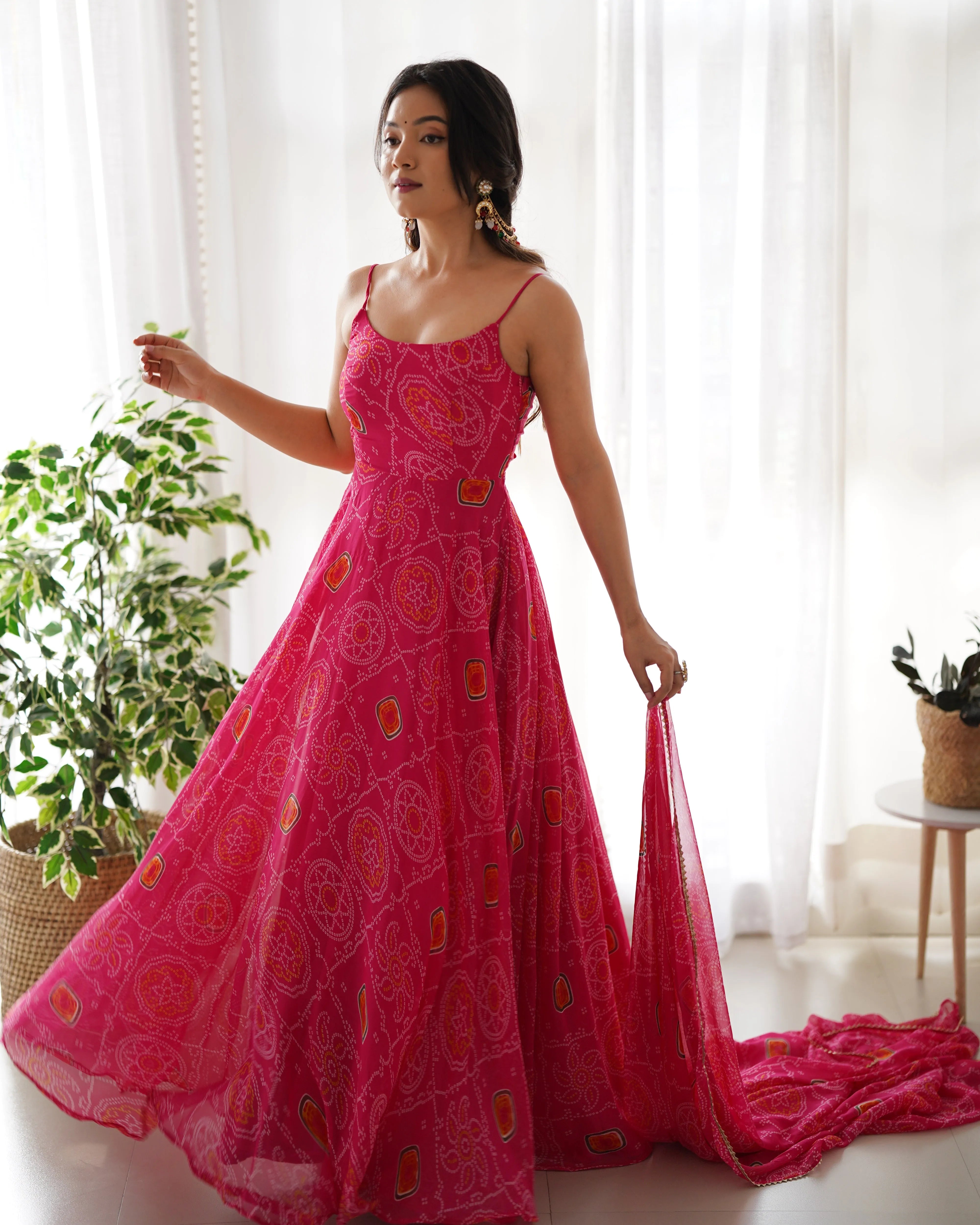 Elegant Pink Chiffon Anarkali Dress with Dupatta Clearance Clearance