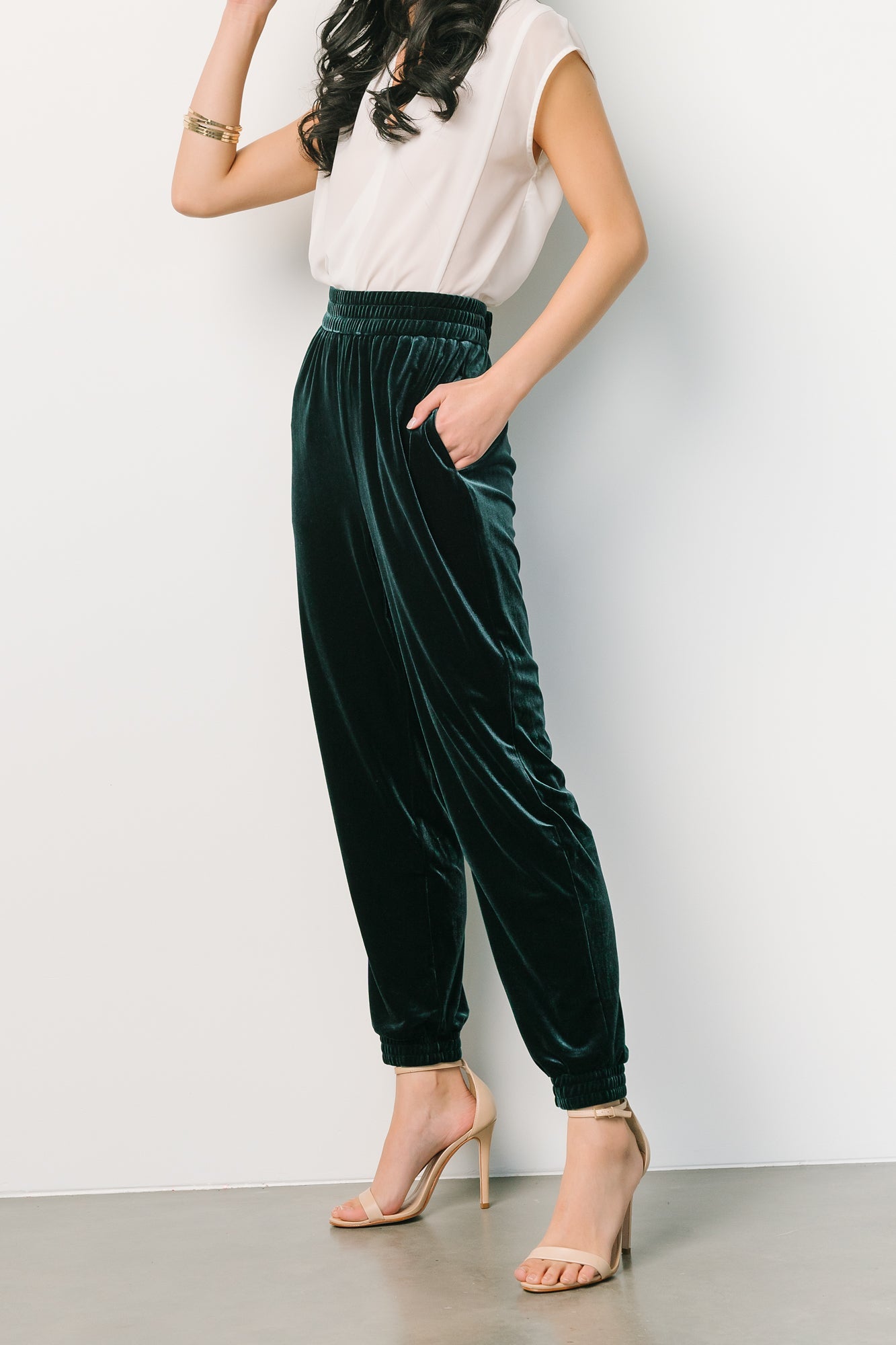 Archie Velvet Jogger Pants | Dark Green Visit New Online