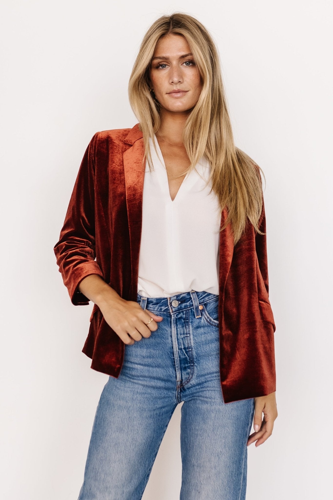 Brinton Velvet Blazer | Cinnamon Clearance Footlocker Pictures