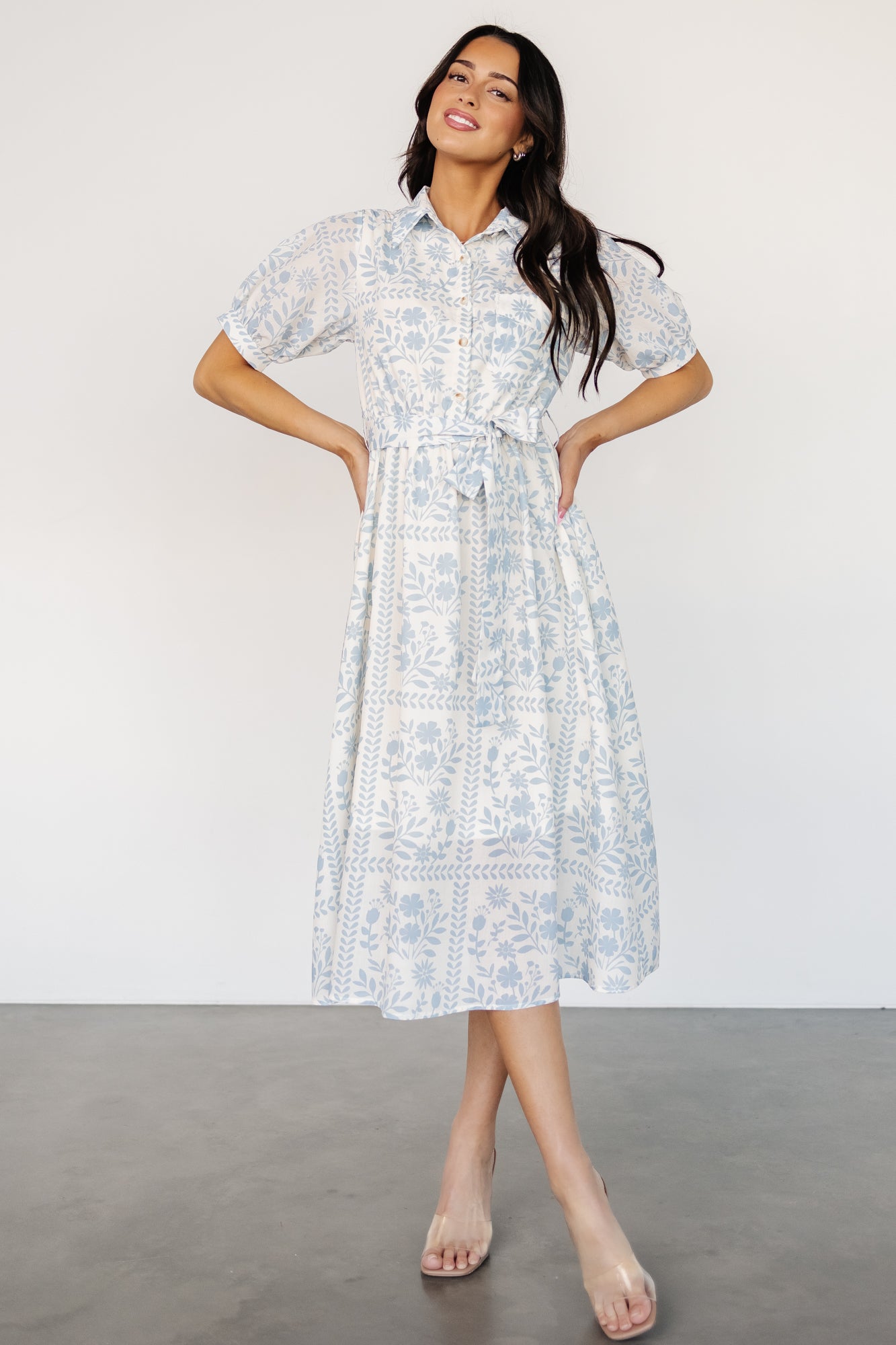 Jamila Midi Dress | Light Blue Floral Clearance Store Sale Online