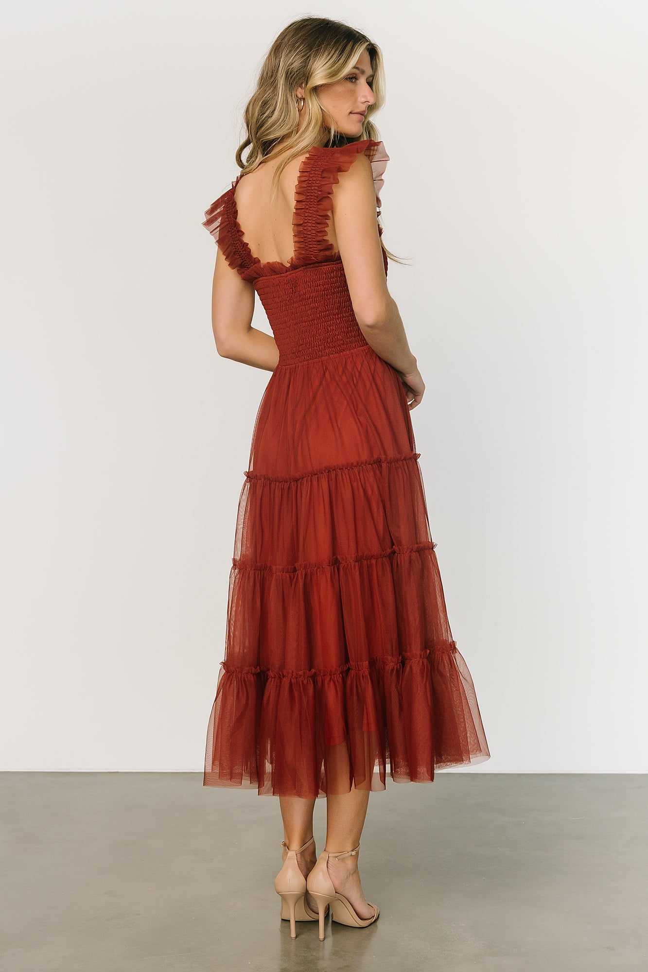 Emma Smocked Tulle Dress | Oxblood Excellent